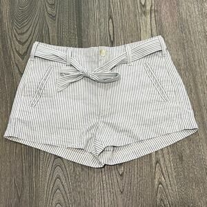 American Eagle Hi-Rise Tie Waist Shorts High Rise Striped Black White Size 6